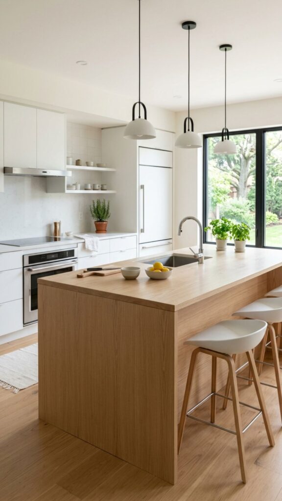 18. Light Brown Ash Wood Island