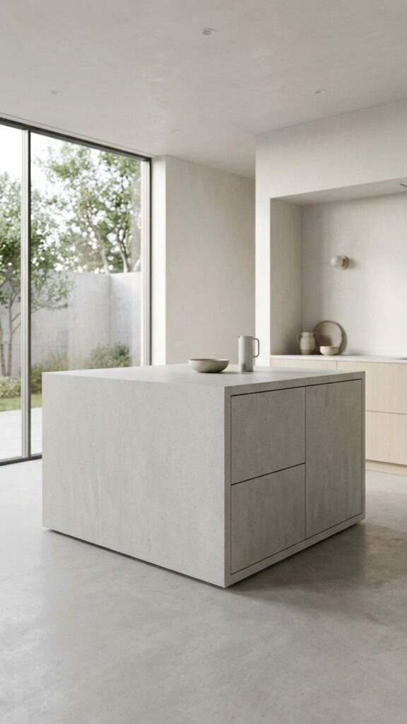 18. Minimalist Concrete Cube Island