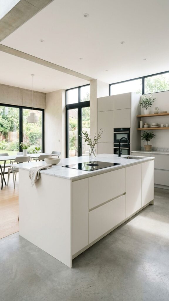 18. Minimalist Island With Hidden Handles
