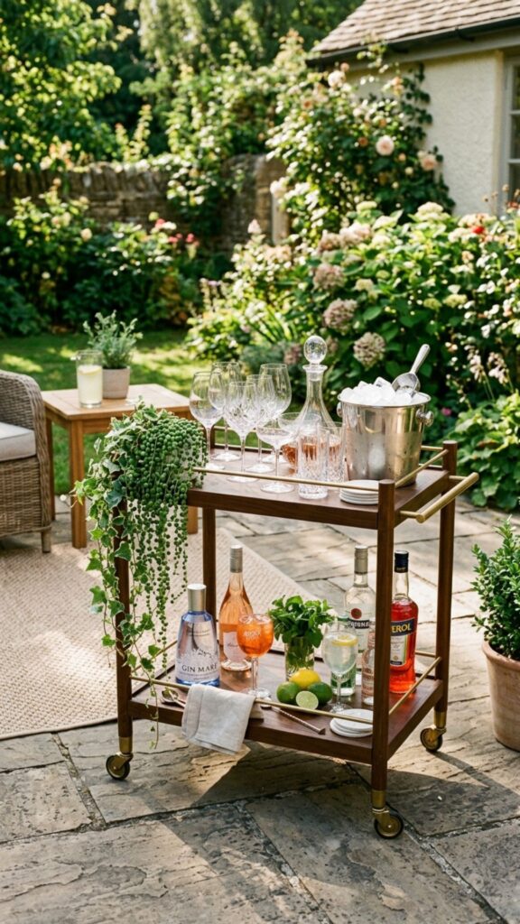 18. Style a Beverage Cart or Rolling Bar