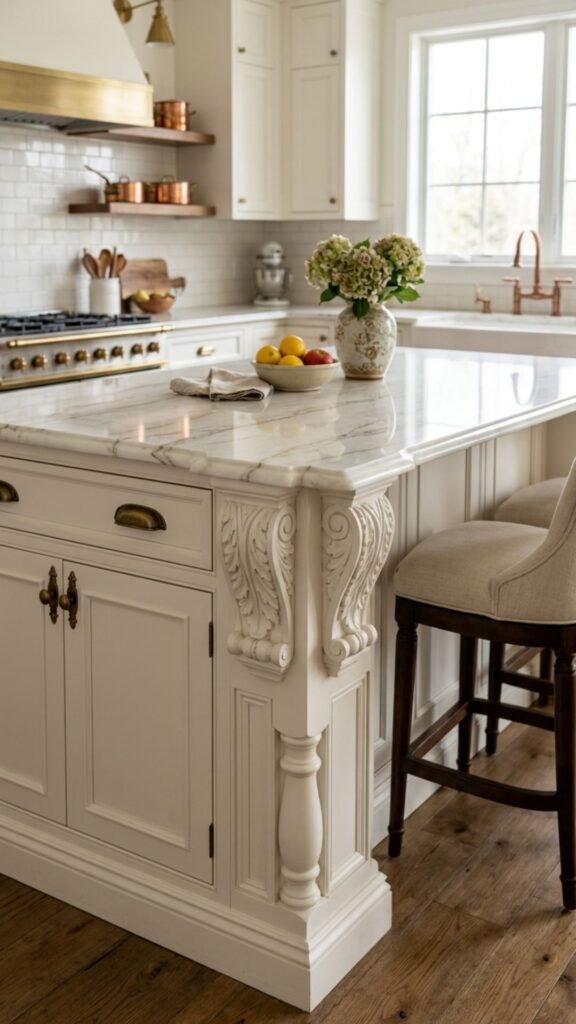 18. Traditional White Island with Corbels