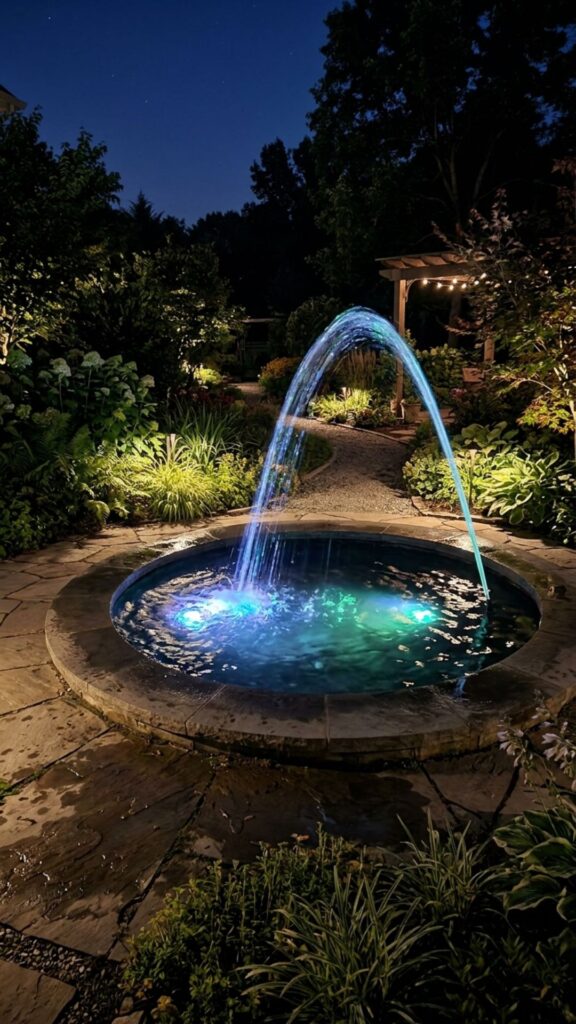 19. Accent Water Features with Solar Underwater Lights