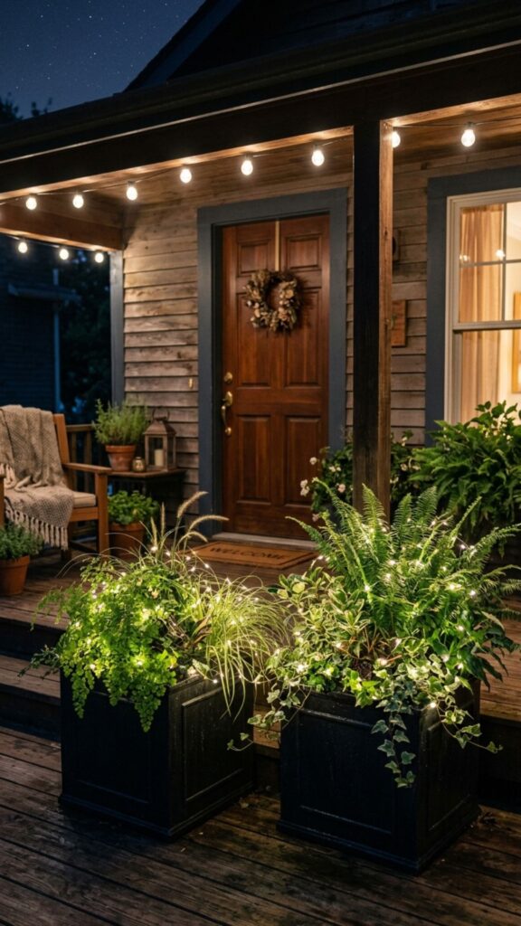 19. Add Fairy or Solar Lights Inside Planters