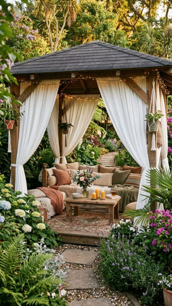 19. Design a Cozy Cabana or Curtained Retreat