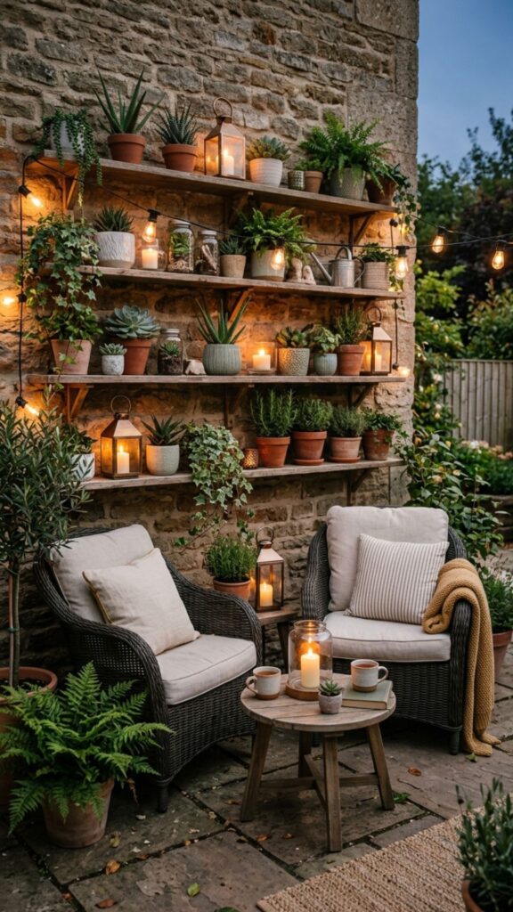 19. Hang Mounted Planters and Shelves