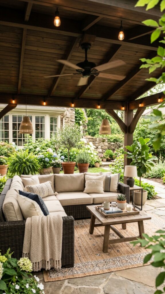 19. Poolhouse-Style Covered Pergola