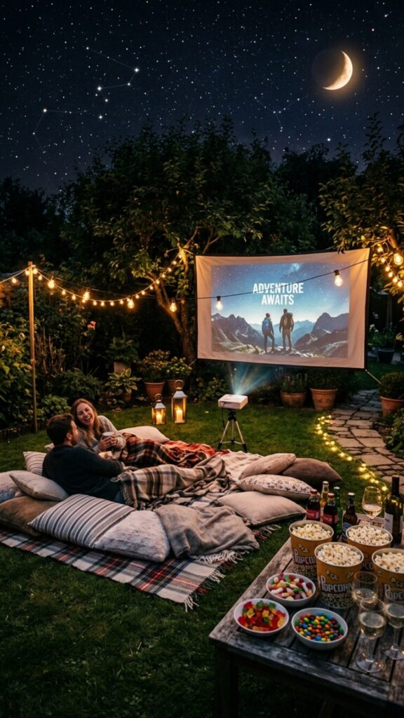 19. Set Up an Outdoor Movie Night Setup