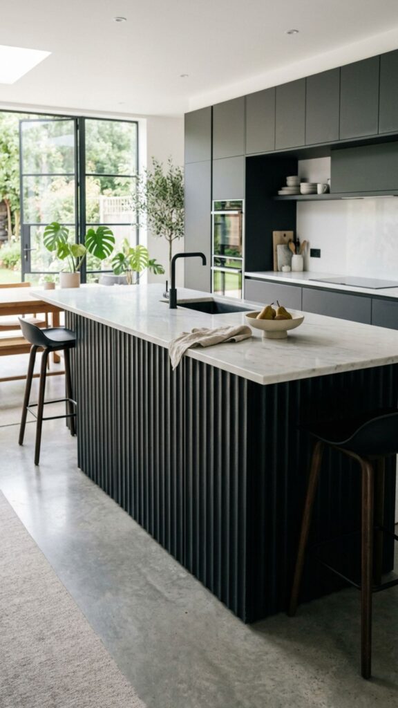 19. Textured Black Fluted Panels