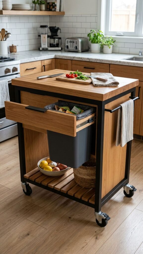 19. Use a Kitchen Cart With a Trash Pull-Out