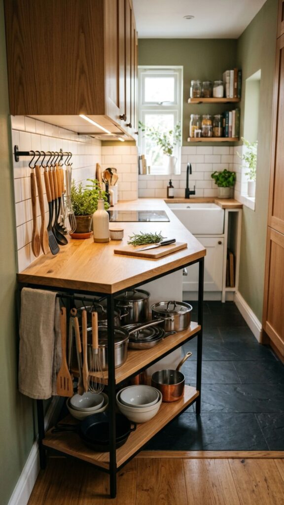 19. Use a Slim Corner Island for Narrow Kitchens