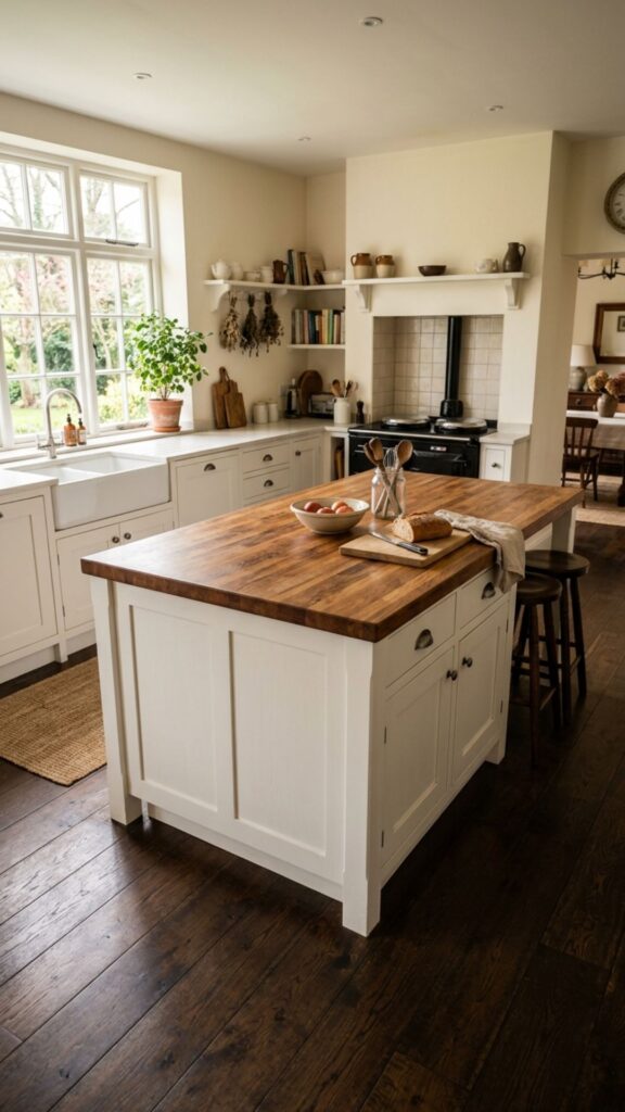 19. White Island with a Butcher Block Top