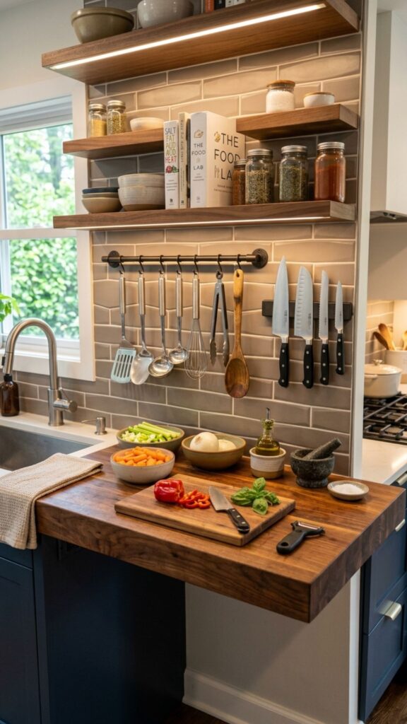 2. A Prep Station Attached to the Backsplash Wall