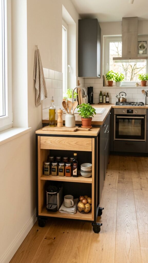 2. A Slim Rolling Cart for Narrow Kitchens