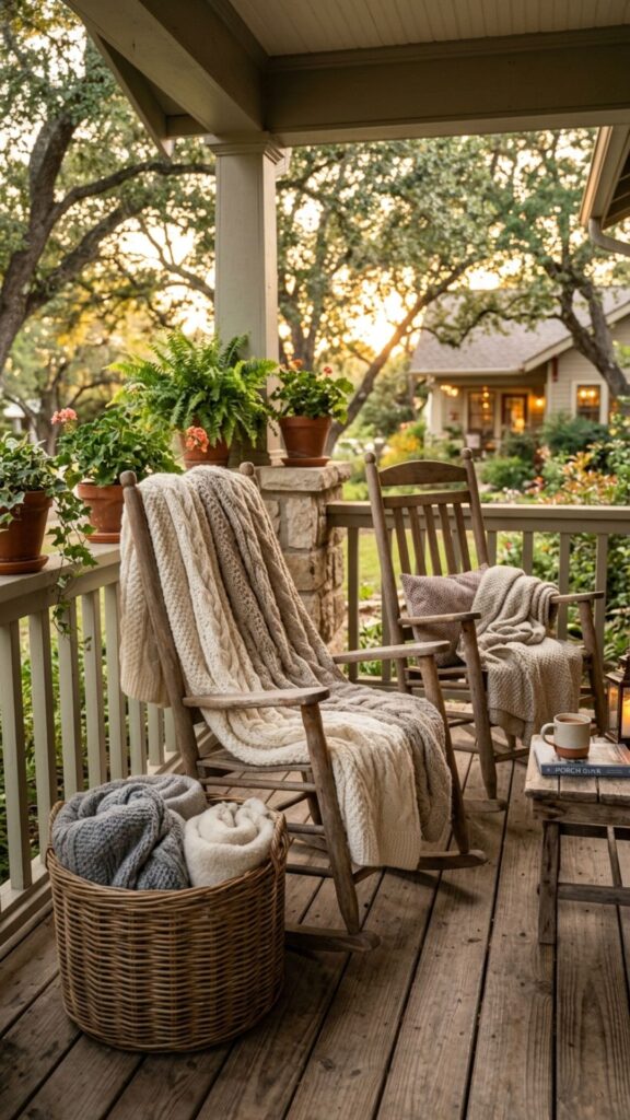 2. Add Cozy Layered Throw Blankets