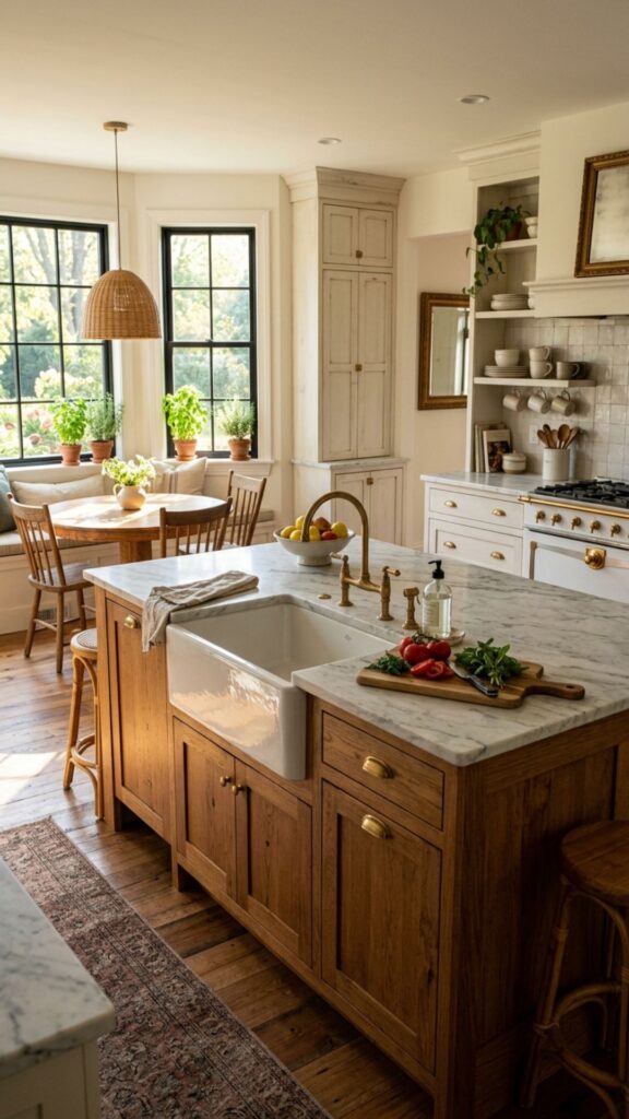 2. Add a Farmhouse Sink Right Into the Island