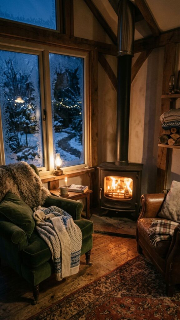 2. Add a Wood-Burning Stove for Real Warmth