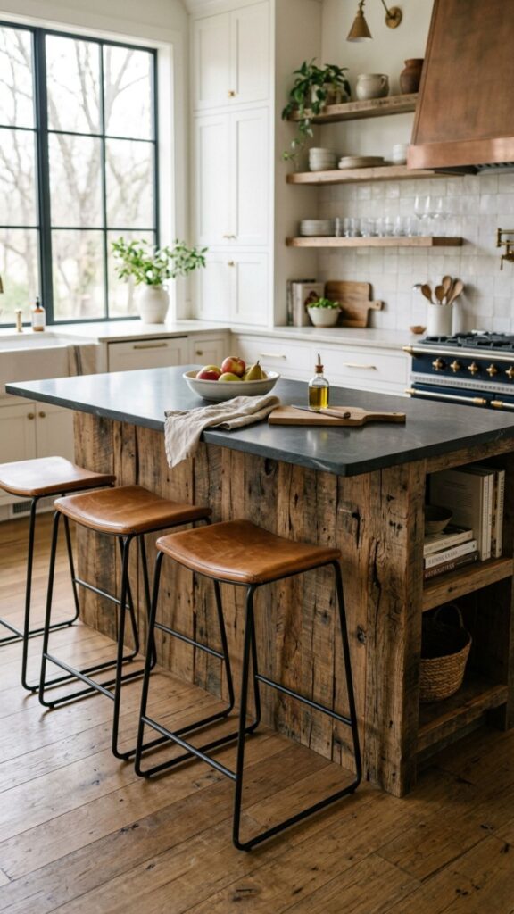 2. Distressed Reclaimed Wood Island