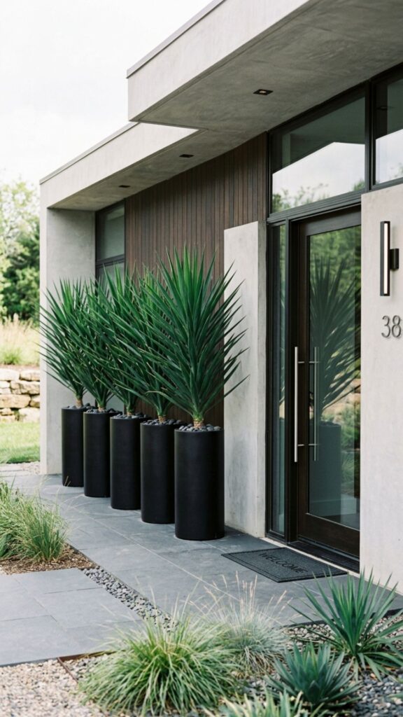2. Go Tall with Cylinder Planters