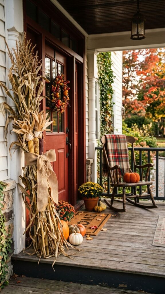 2. Hang a Cornstalk Bundle by the Door