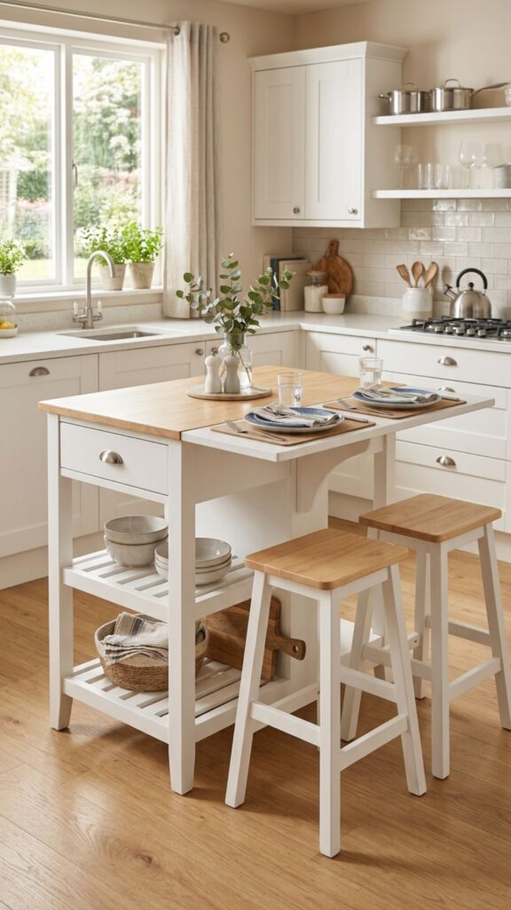 2. Install a Drop-Leaf Island for Flexible Dining
