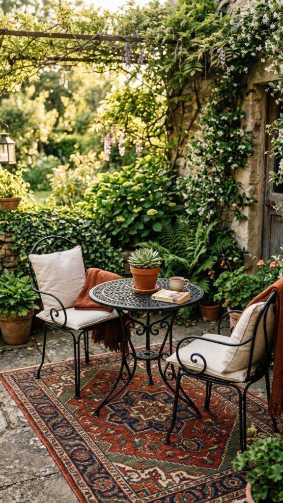 2. Lay Down an Outdoor Rug for Instant Coziness