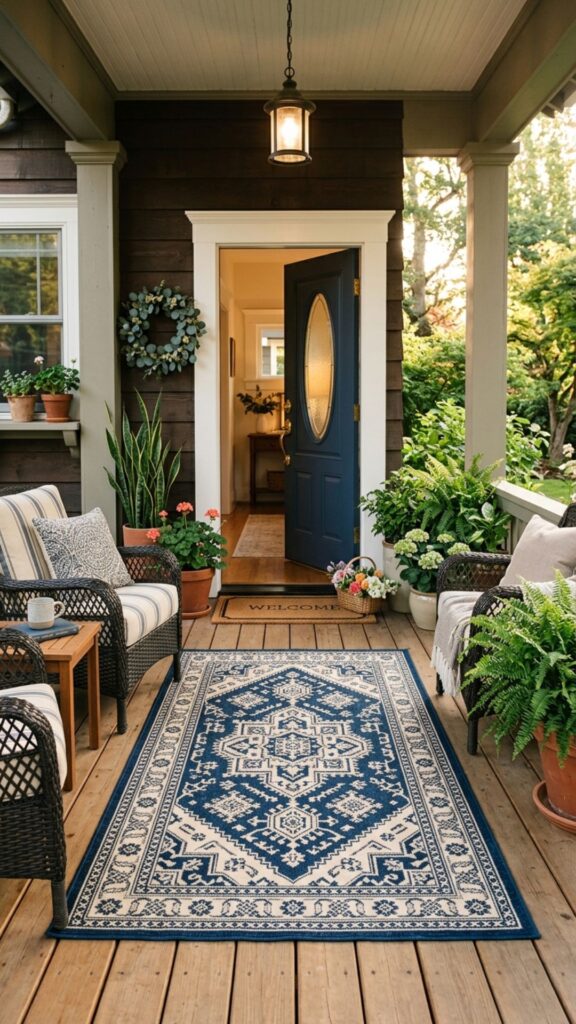 2. Layer in an Outdoor Rug