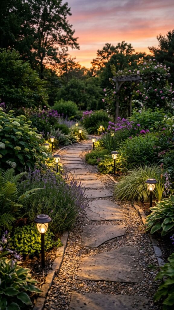 2. Line Your Pathways with Solar Stake Lights