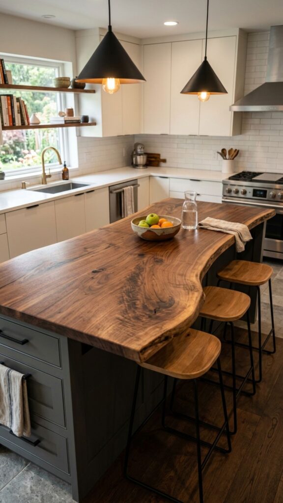 2. Live-Edge Wood Countertop
