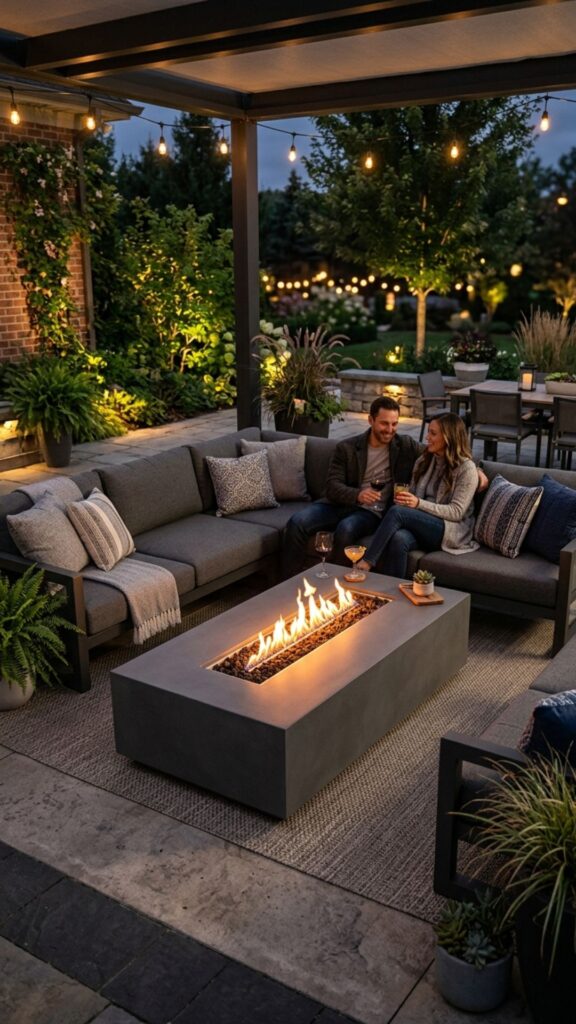 2. Modern Rectangular Gas Fire Table