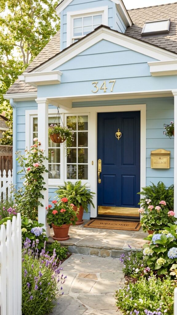 2. Navy Door With Brass Hardware