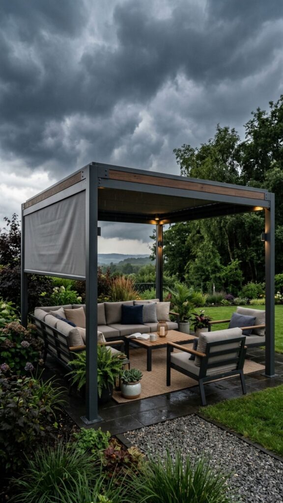 2. Pergola with a Retractable Canopy