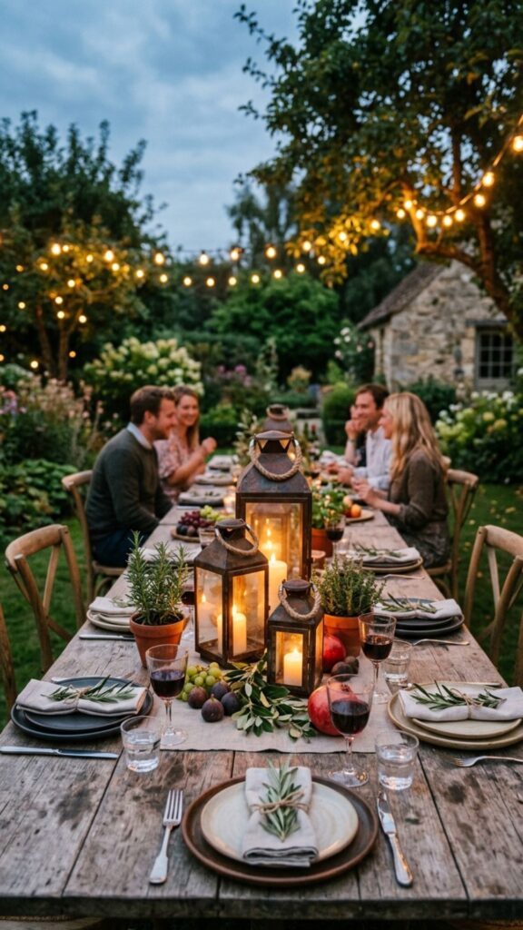 2. Rustic Lanterns as Table Centerpieces