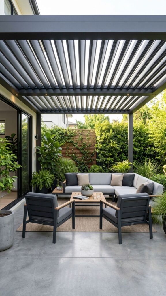 2. Sleek Aluminum Louvered Roof