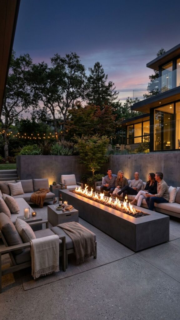 2. Sleek Modern Linear Fireplace
