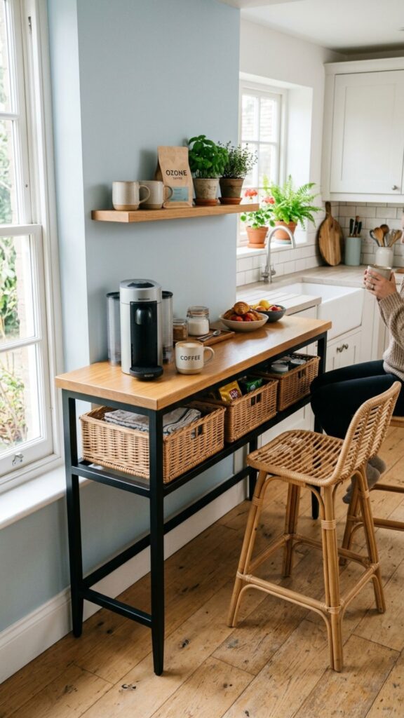 2. Slim Console Island for Narrow Kitchens