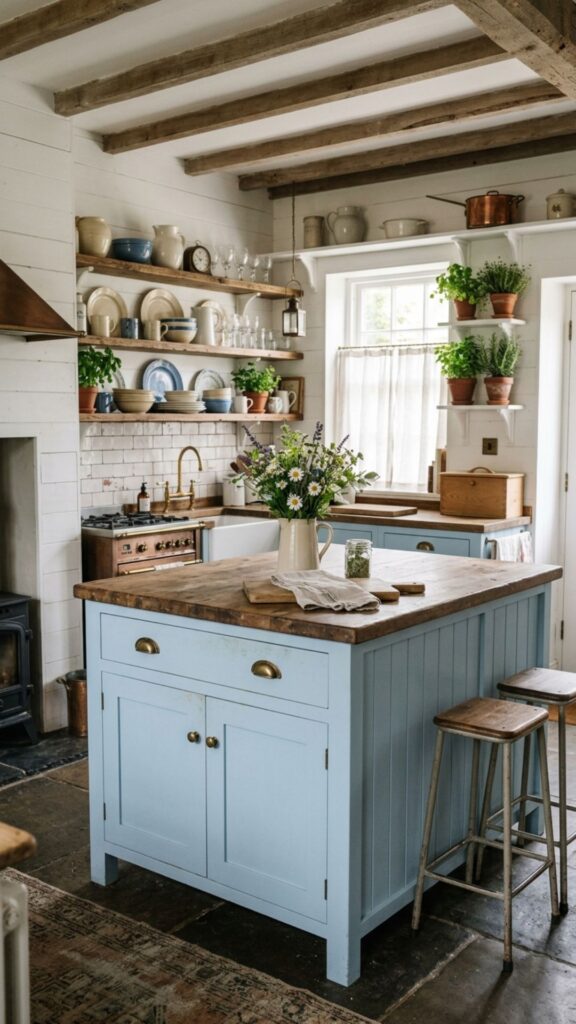 2. Soft Powder Blue for a Cottage Look