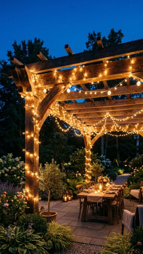2. Wrap Lights Around a Pergola