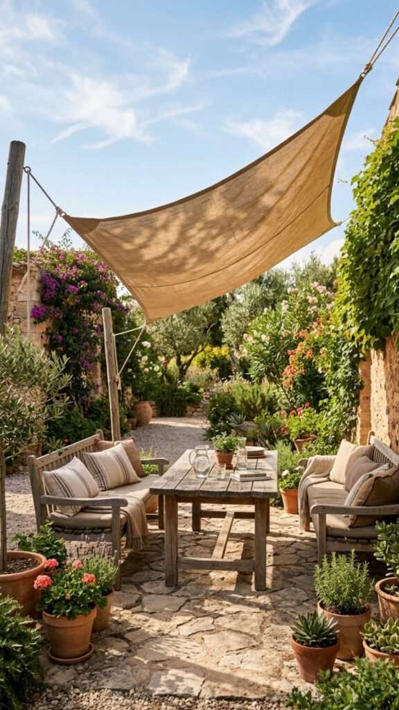 20. Add Cozy Shade with a Canvas Sail or Umbrella
