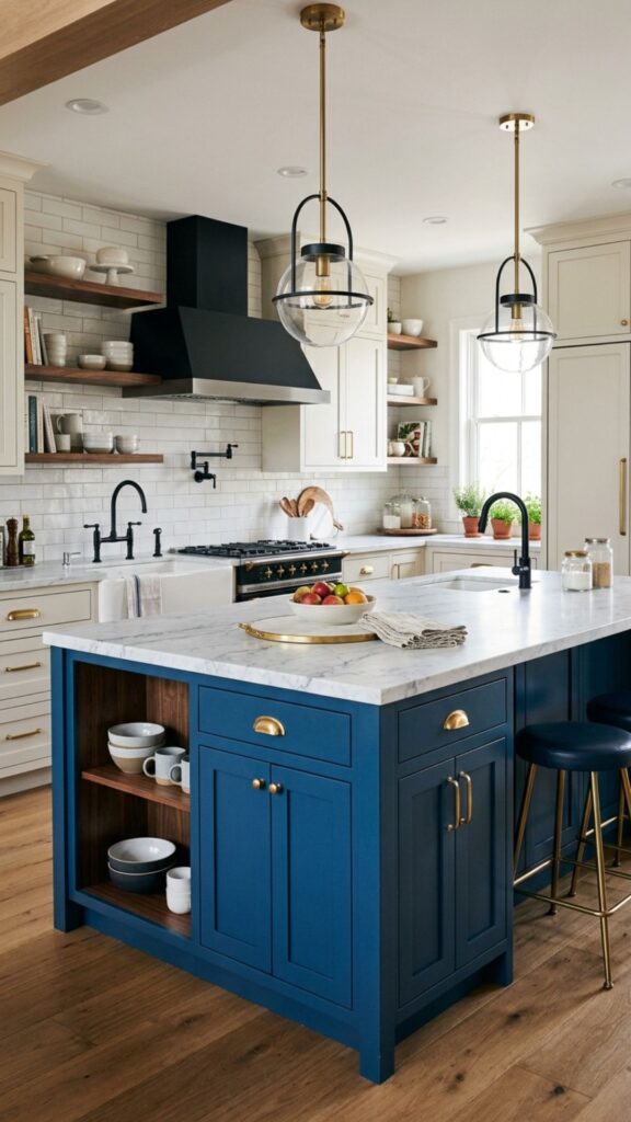 20. Blue Island With Mixed Metal Accents