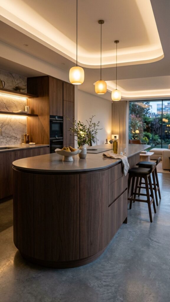 20. Build a Curved Island With Hidden Storage