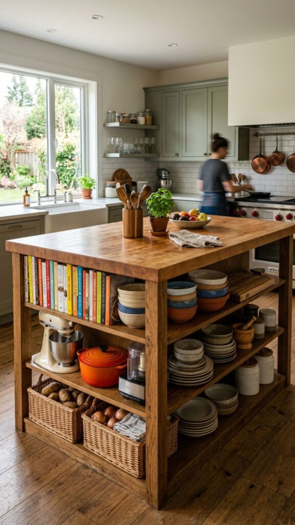 20. Butcher-Block Island With Deep Shelving