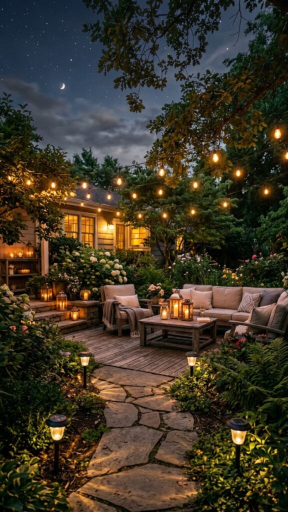 20. Install Cozy Outdoor Lighting
