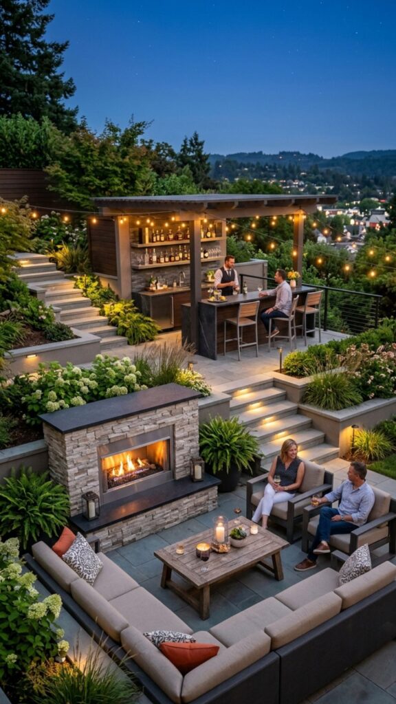 20. Multi-Level Fireplace Lounge