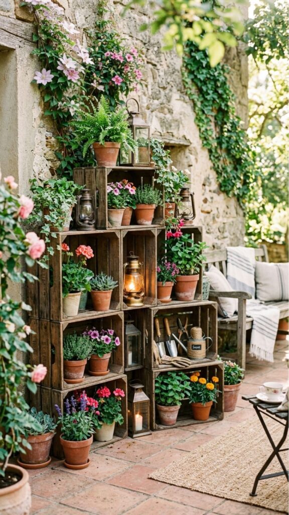 20. Repurpose Wooden Crates as Modular Shelving