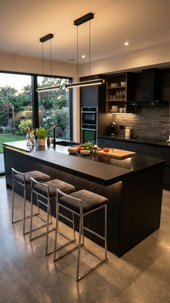 20. Two-Tier Black Island with Split Seating