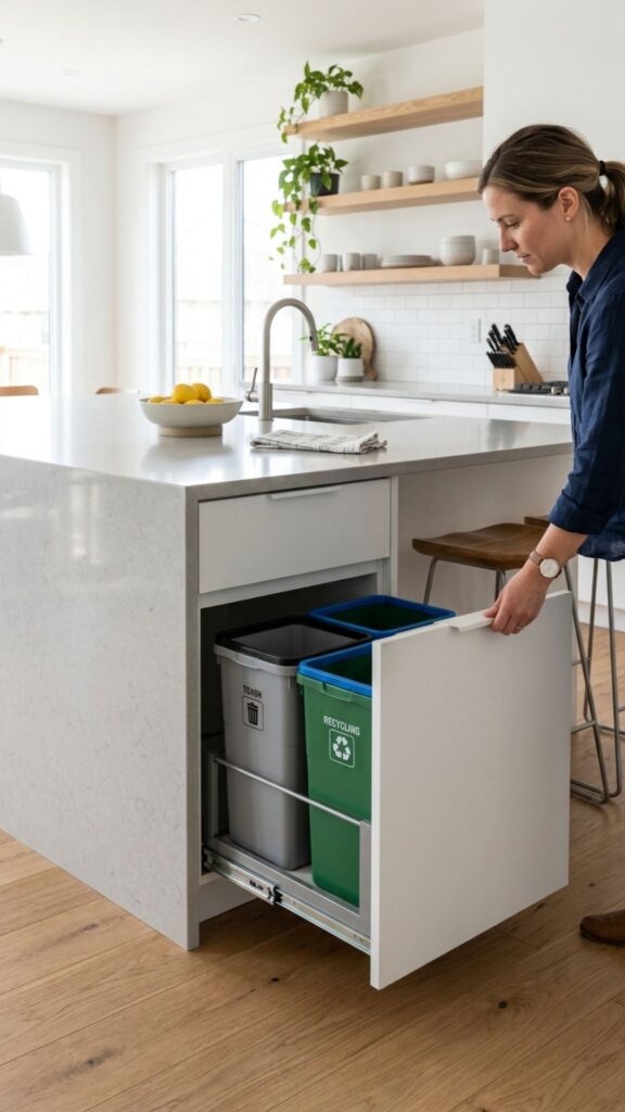 3. Built-In Pull-Out Trash and Recycling