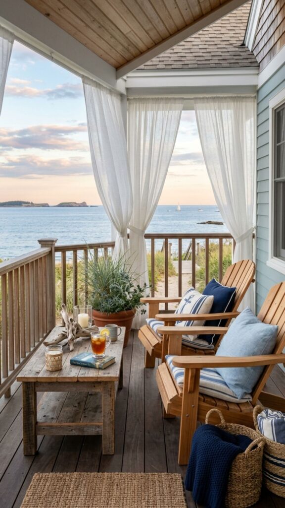 3. Coastal Blue and Natural Wood Pairing
