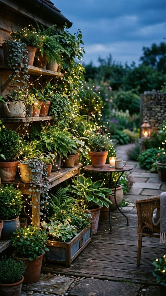 3. Fairy Lights in Planters