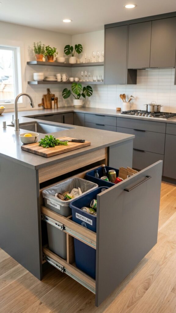 3. Hidden Trash and Recycling Pull-Outs