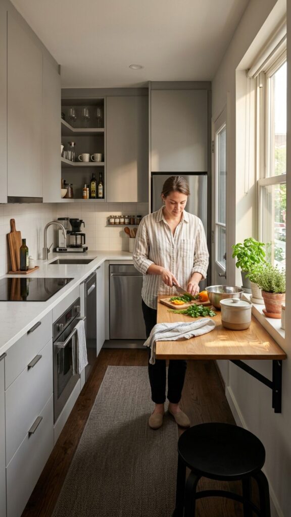 3. Install a Fold-Down Wall Island